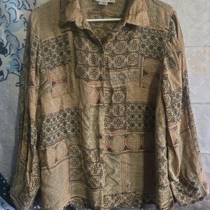 Vintage Patterned Button-Up Shirt